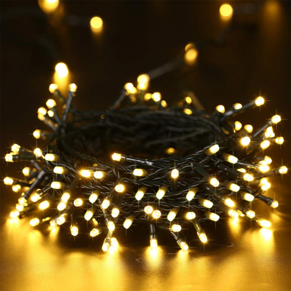 LED Ziemassvētku iekštelpu virtene / WW - silti balta / 300 LED diodi / 15W / 8 režīmi / 17m / IP22 / savienojamā / 2000002005117 / 19-529