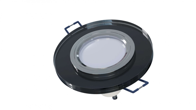 LED armatūra / korpuss spotlight ROVO RD - apaļš / stikls / melns /  90 x 25 x 8 mm / 5903175318022 / 03-783
