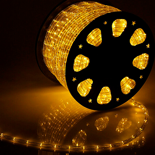 LED лента трубчатого типа для наружного и внутреннего освещения  / Ø 13mm / 100м рулон / DURALIGHT / Rope 360° / 220V / 36LED/м / 2.8W/м / 13мм / теплый белый / IP44 / 4752233011297 / 05-167