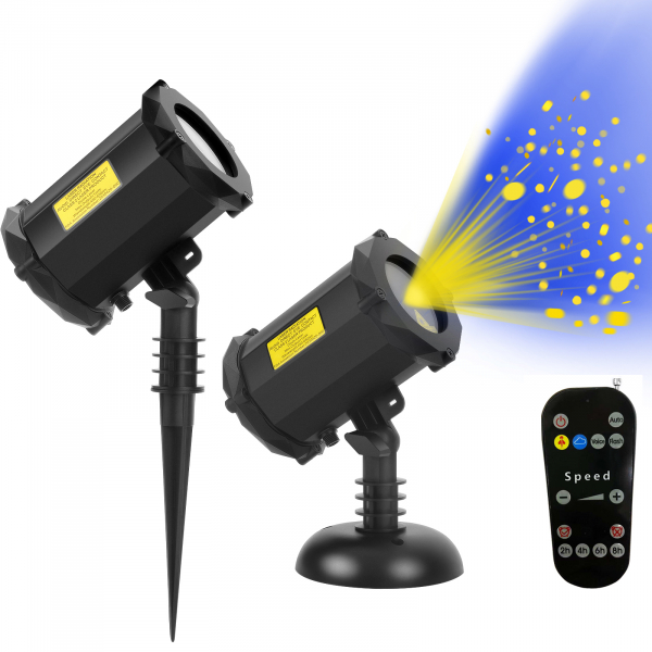 LED Outdoor Garden Star Projector Blue Nebula / Firefly Mode / With Remote Control / IP65 / Black / With Speaker (Lights Up With Music) / 19-243