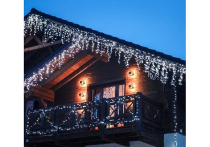 LED Ziemassvētku āra un iekštelpu lāstekas ar kristāliem / 300 LED diodi / auksti balta + auksti balts zibspuldzes efekts / 13,5m / 15W /  IP44 / savienojamā / 19-507 :: LED virtenes lāstekas iekštelpām un mājas fasādei