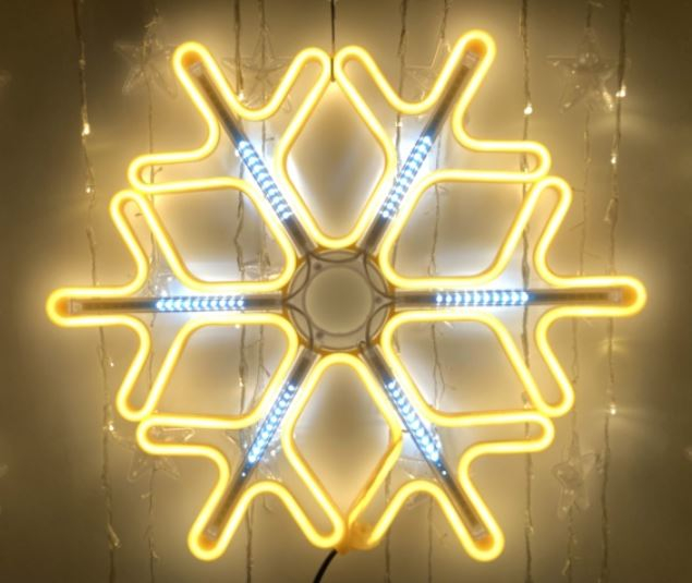 LED Christmas light - snowflake / Christmas decor / WW - Warm white + FLASH EFFECT / 250V / 75 x 76 cm / 120 LED diodes / 2000509534783 / 19-603