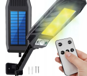 LED Ielas Laterna 180 COB ar saules bateriju un kustības sensoru + tālvadības pulti / IP65 / 5902802921741 / 03-3590 :: Ielu laternas uz saules baterijas