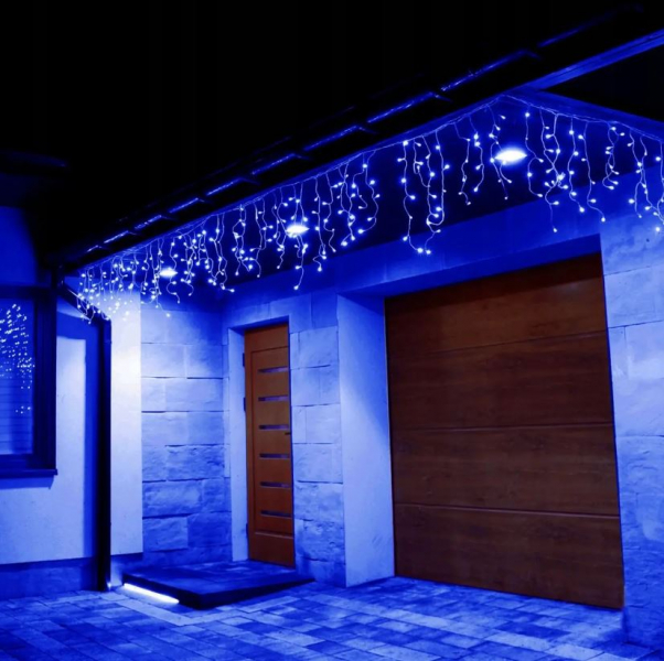 LED Christmas garland icicles for outdoors and indoors / 500 LED diodes / blue / 16m / IP44 / 25.5W / connectable / 2000509534554 / 19-586