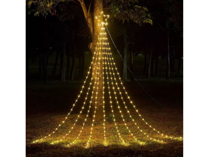 LED Ziemassvētku iekštelpu un ārtelpu virtene ar zvaigzni egles dekorēšanai / 2.1m / 3.6W / IP44 / WW - silti balta / 212 LED diodi / 2000509534868 / 19-617