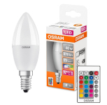 OSRAM LED STAR+ spuldze dimmējama Retrofit RGBW  ar pulti / E14 / 4.9W / 470Lm / 2700K / Silti balts / 4058075430853 / 20-0187 :: LED daudzkrāsainās spuldzes (RGB)