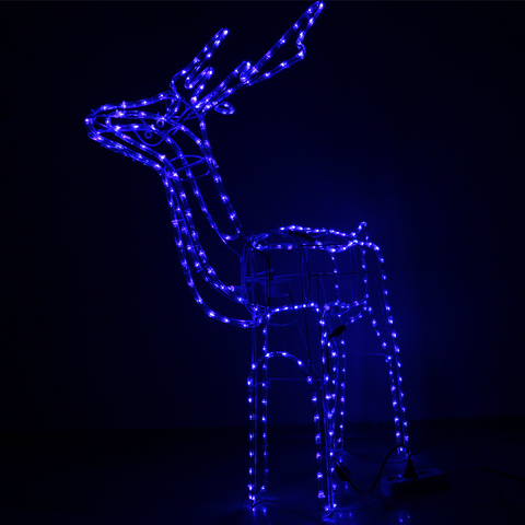 LED Christmas figure movable Deer / outdoor and indoor / Christmas decor / blue / height 110 cm / 230V-50Hz / 18W / IP44 / 264LED diodes / 2000509534936 / 19-620