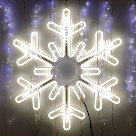 LED Christmas light - snowflake / Christmas decor / СW - Cold white + FLASH EFFECT / 250V / 52 x 60 cm / 108 LED diodes / 2000509534776 / 19-602