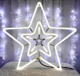 LED Ziemassvētku gaismeklis - zvaigzne / Ziemassvētku dekors / Auksti neona balta + ZIBSPULDZES EFEKTS  / IP44 / 1.8W / 55 x 57 cm / 40 LED diodes / 2000509534615 / 19-593 :: LED Ziemassvētku dekors