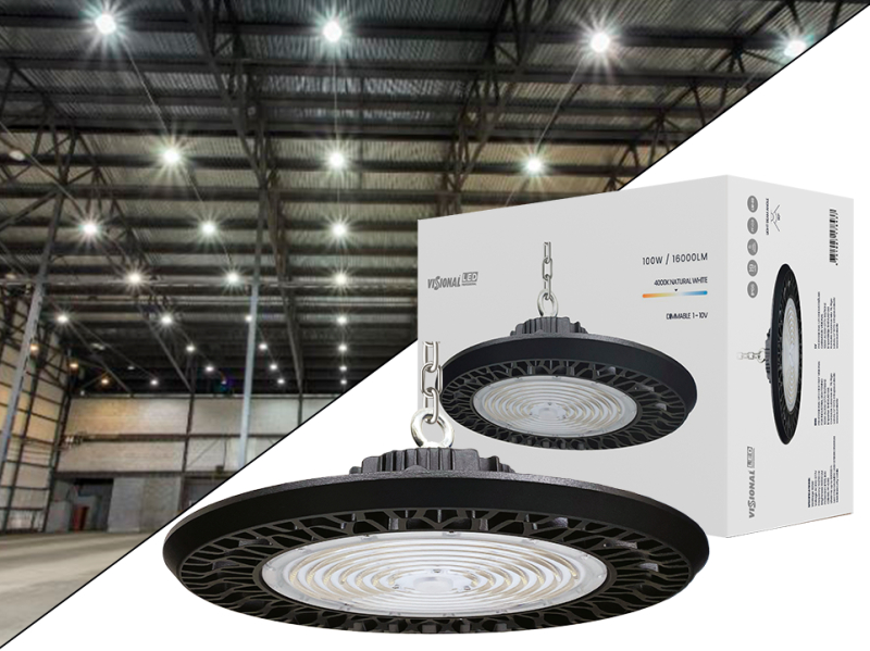 LED UFO 100W with PHILIPS diodes and LIFUD driver / 16000lm / 4000K / LED WAREHOUSE AND FACTORY LIGHT 100W / DIMMABLE 1-10V / NO FLICKERING / VISIONAL Professional / 5 years warranty / 4751027178437 / 03-350