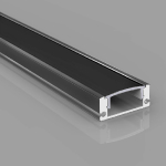 Virsapmetuma anodēts melns alumīnija profils LED lentām ar melnu stiklu /  komplektā: stikls, gala vāciņi 2 gab., stiprinājumi 2gab. / HB-17.4X7BC / 1m x 17.4mm x 7mm / 4752233009423 / 05-748 :: Vienmetrīgie profili (1 metrs)