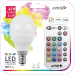 LED Smart spuldze ar tālvadības pulti / E14 / 5,5W / RGB+W / 2700K / 470lm / Mini Globe / Avide / 5999097918020 / 10-152 :: LED daudzkrāsainās spuldzes (RGB)