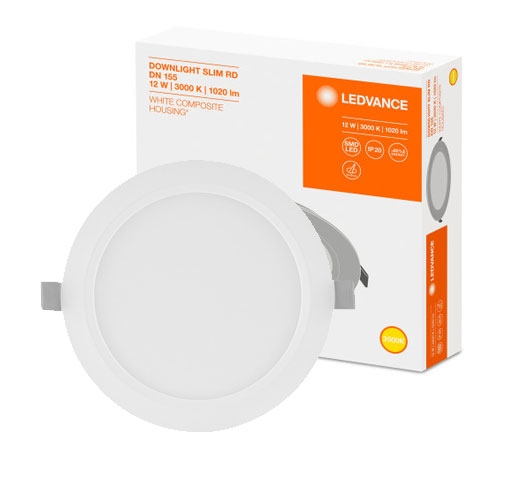 LEDVANCE recessed luminaire / 12W / 3000K / 1020 lm / DOWNLIGHT SLIM DN 155 / 4058075079038 / 20-693