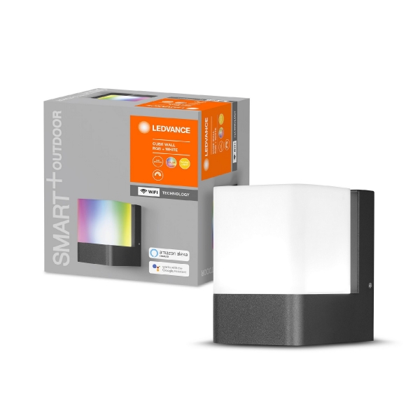 LEDVANCE LED Outdoor smart facade luminaire SMART+ WIFI CUBE Wall / 10W / 3000K + RGB / 500lm / IP44 / IK03 / 4058075478114 / 20-866