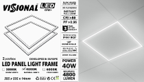 VISIONAL ONE+  LED paneļa gaismas rāmji (2gab. iepakojumā) 40W / 60 x 60 cm / 4800Lm / draiveris komplektā / NEMIRGO / IP44 / IK07 / PF≥0.96 / CRI>80 / 120° / IES Files / 595 x 595 mm / 3 gadu garantija / CENA PAR 1 GAB / 4751027173029 / 03-7777 :: LED Panelis 60x60 cm