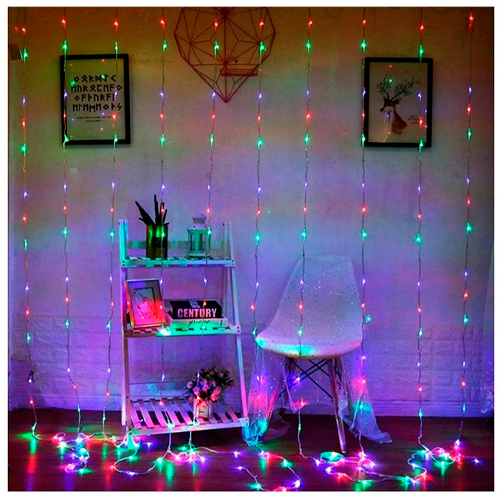 Indoor and outdoor LED Christmas curtain garland / 3x3m / 300 diodes / IP44 / multicolor / 8 modes / 5902802917430 / 19-630