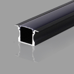 Iebūvējams melns dziļš anodēts alumīnija profils ar melnu stiklu LED lentei ģipškartona plāksnēm, flīzēm, mēbelēm utt. / komplektā: stikls, gala vāciņi 2 gab., stiprinājumi 2gab. / HB-24X14.2BCW / 2m x 24mm x 14.2mm / 4752233009270 / 05-733 :: Divmetrīgie profiļi (2 metri)