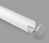 Virsapmetuma / Piekarams apaļš anodēts alumīnija profils ar matētu stiklu 1-3 LED lentes rindām ar apaļu stiklu / komplektā: stikls, vāciņi 2 gab. / HB-60D / 3m x ø60mm x 30mm / 4752233009638 / 05-770 :: LED alumīnija profili LED lentēm / OUTLET