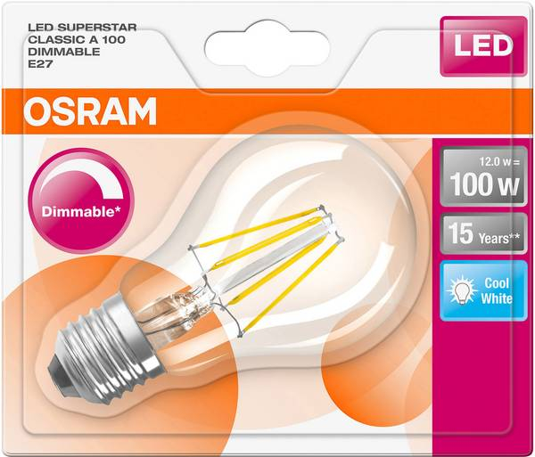 OSRAM LED Диммируемая лампа E27 filament / 12W / 4000K / 4058075288959 / 20-0239