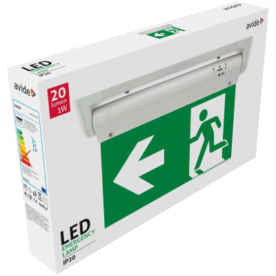 LED светильник аварийного выхода 1Вт / 20Лм / IP20 / 360° / 230В / Emergerncy light / Emergency exit / Avide / 5999097911229 / 10-418
