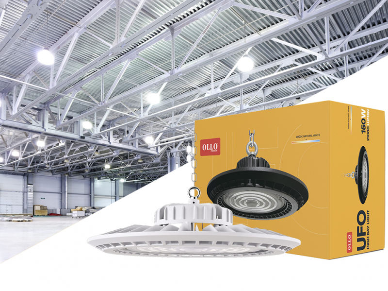 LED UFO 150W OLLO Premuim+ / Exclusive / UGR15 / 21000lm / 4000K / IP65 / IK08 / White housing / LED LUMINAIRE FOR WAREHOUSE AND PRODUCTION 150W / LED HIGH BAY / 3 years factory warranty / 4752233010177 / 03-364