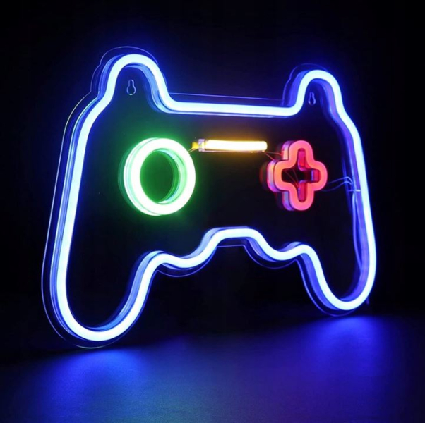 Dekoratīvais neona LED panelis - izkārtne - GAMEPAD - Spēļu kontrolieris / 5V (USB) / 27,5 x 41 cm / 5900495453570 / 14-422