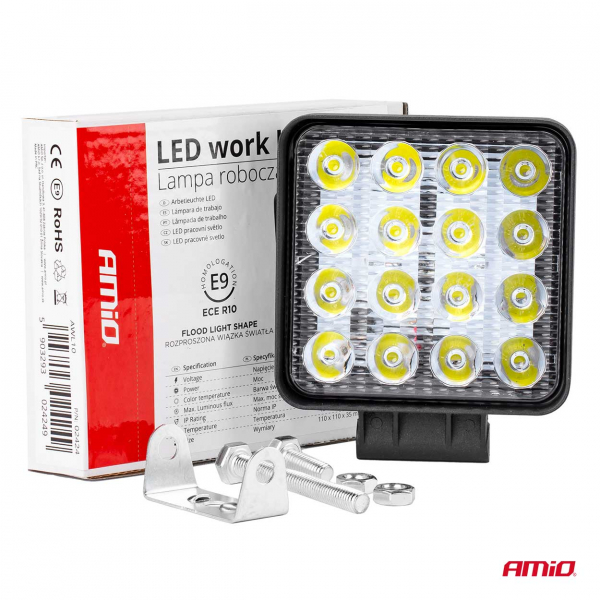 LED Darba lukturis / auto papildlukturis AWL10 / EPISTAR LED diodi (16 diodi) / 48W / 3840Lm / IP67 / 6500K - auksti balts / 5903293024249