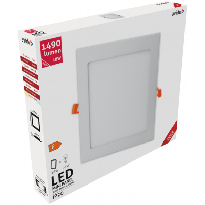 LED built-in panel / Square ALU / 18W / WW - warm white / 3000K / 1490Lm / 120°/ IP20 / Avide / 5999562281314 / 10-2361