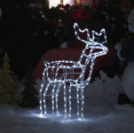 LED Ziemassvētku figūra - kustīgs briedis / Ārejai un iekšējai izmantošanai / Ziemassvētku dekors / balts + balts ZIBSPULDZES EFEKTS / augstums 110 cm / 230V-50Hz / 264 LED diodes / IP44 / 2000509534981 / 19-625 :: Ziemassvētku dzivnieku LED dekorācijas
