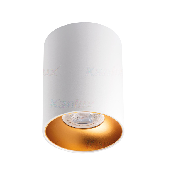 On order! / LED Surface-mounted luminaire RITI W/G / excl. GU10 max 10W / white+gold / IP20 / Ø85 x 110 mm / 5905339275707 / 03-8093