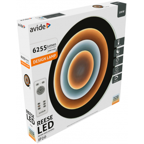 LED потолочный / настенный светильник - плафон с пультом / Design OYSTER NIKO / 100W (50+50) / 6255Lm / CCT (теплый-нейтральный-холодный белый) / 120° / Avide / 5999097953243 / 10-2631