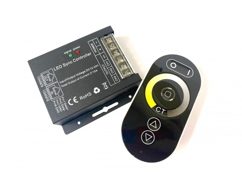 Divkrāsainas LED lentes kontrolieris ar pulti / CCT Touch / 12V-24V / 10A / Visional / 4752233004893 / 05-030
