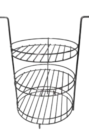 Keramiskā krāsns-tandira aksesuārs-restes 3 līmeņ ar maliņu,i ar pannu + vistas turētājs / d-29cm / 08-2033