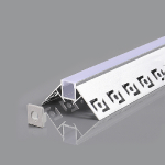 Iebūvējams stūra anodēts alumīnija profils LED lentām ar matētu stiklu / stikls, gala vāki 2 gab. komplektā / HB-50X22WC /  3m x 50mm x 22mm  / 4752233008952 / 05-700 :: Trīsmetrīgie profili (3 metri)