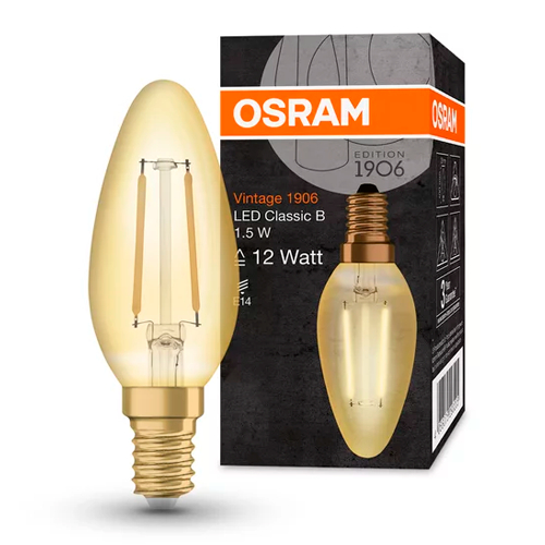 OSRAM LED Filamenta spuldze E14 / 1.5W / 120Lm / 300° / 2400K / WW - silti balts / 4058075293205 / 20-0301