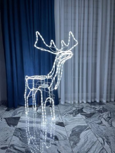 LED Ziemassvētku figūra - kustīgs briedis / Ārejai un iekšējai izmantošanai / Ziemassvētku dekors / CW - auksti balts / augstums 110 cm / 230V-50Hz / 264 LED diodes / IP44 / 2000509534714 / 19-596