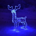 LED Ziemassvētku figūra - kustīgs briedis / Ārejai un iekšējai izmantošanai / Ziemassvētku dekors / zils + balts ZIBSPULDZES EFEKTS / augstums 110 cm / 230V-50Hz / 264 LED diodes / IP44 / 2000509534967 / 19-623 :: Ziemassvētku dzivnieku LED dekorācijas
