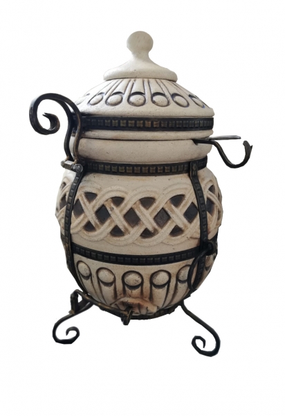 Keramiskā krāsns - tandirs LATVIJA 50 litri. Dāvanā - Dekoratīva keramikas flīze - paliktnis / 4 iesmi / Mangals, grils, kūpinātava, krāsns = Tandirs (4in1) / 08-223
