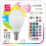 LED Daudzkrāsaina spuldze ar pulti E14 / 4.9W / RGB+W / 2700K / 470Lm / 180°/ Avide / 5999097933146 / 10-1521 :: E14