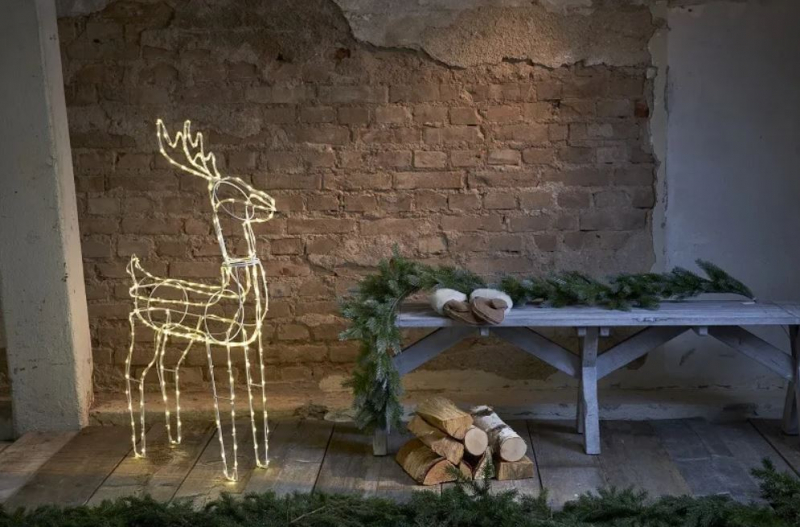 LED Christmas figure - movable Deer / Outdoor and indoor / Christmas decor / WW - warm white + white FLASH / height 110 cm / 230V-50Hz / 264 LED diodes / IP44 / 2000509534950 / 19-622