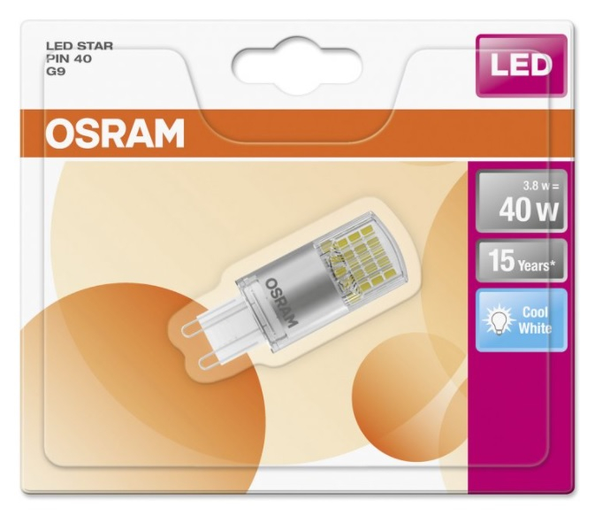 OSRAM LED spuldze G9 / PIN 40 / 3.8W / 4000K / CL / 4058075812390 / 20-0761