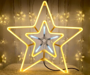 LED Ziemassvētku gaismeklis - zvaigzne / Ziemassvētku dekors / Silti neona balta + ZIBSPULDZES EFEKTS  / IP44 / 1.8W / 55 x 57 cm / 40 LED diodes / 2000509534608 / 19-592 :: LED Ziemassvētku dekors