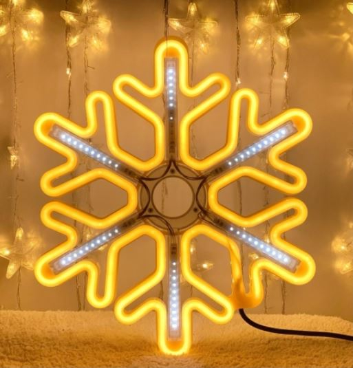 LED Ziemassvētku gaismeklis - sniegpārsla / Ziemassvētku dekors / WW - Silti balta + ZIBSPULDZES EFEKTS / 250V / 36 x 40 cm / 60 LED diodes / 2000509534745 / 19-599