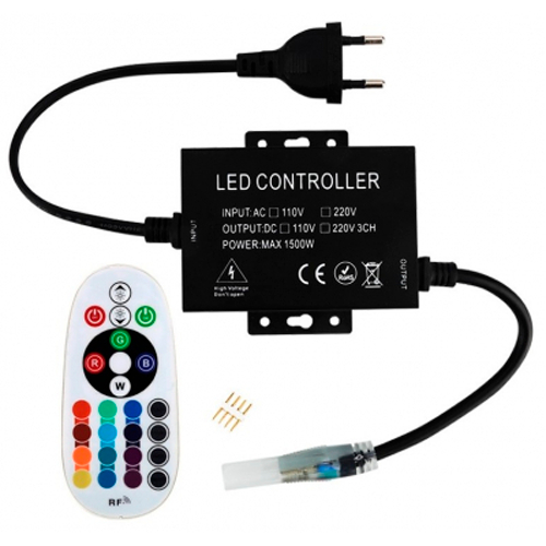 Daudzkrāsainas RGB 220V LED Lentes  kontrolieris ar pulti / max 100m / 220-240V / 5999097928364 / 10-535