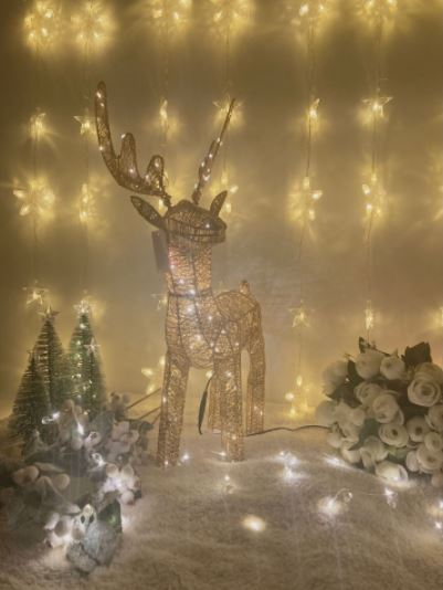 LED Ziemassvētku figūra - Briedis / Iekštelpu izmantošanai / Ziemassvētku dekors / 55 cm / zelta ar silti baltu gaismu / 5900201980253 / 19-594