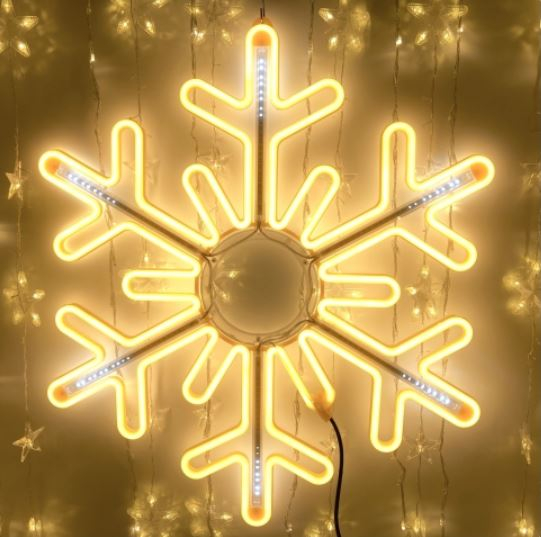 LED Ziemassvētku gaismeklis - sniegpārsla / Ziemassvētku dekors / WW - Silti balta + ZIBSPULDZES EFEKTS / 250V / 52 x 60 cm / 108 LED diodes / 2000509534769 / 19-601