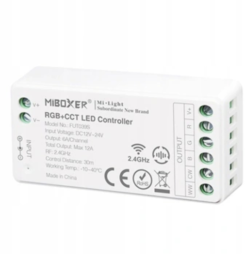 Mi-Light kontrolieris / 12A / RF / 2.4G / 4 zonas / RGB+CCT / 5904405917381 / 05-0909