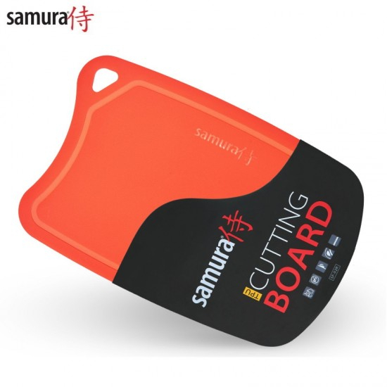 Pēc pasūtījuma! / Samura SF-02GR elastīgs termoplastisks virtuves dēlītis ar antibakteriālu pārklājumu (394x253x3mm) Oranža / 4751029321947