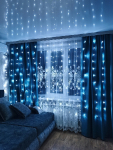 LED Ziemassvētku virtene aizkari - kristāli / INVISIBLE METAL WIRE / 2 x 1,5m / CW - auksti balta / 150 diodes / 10 līnijas / IP44 / 4,5W / 19-485 :: LED Aizkari