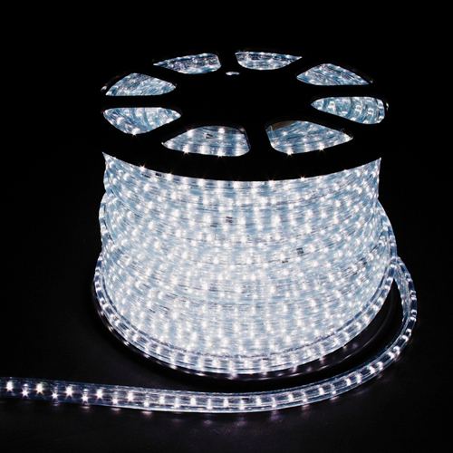 LED лента трубчатого типа для наружного и внутреннего освещения / Ø 13mm / 100м рулон / DURALIGHT / Rope 360° / 220V / 36LED/м / 2.8W/м / 13мм / белая / IP44 / 4752233011280 / 05-166